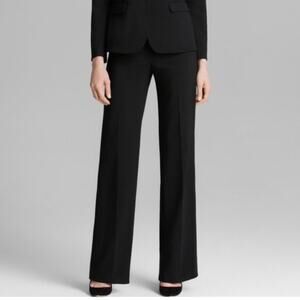 Armani Collezioni Womens High Rise Wide Leg Black Trouser Pants 10 Career Modern